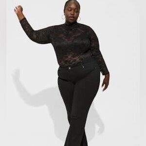 Torrid Black Lace Mock Neck Long Sleeve Top 1X Sheer Stretch Gothic Romantic NWT